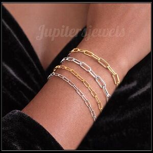 Clearance! NEW GOLD OR SILVER STEEL PAPERCLIP BRACELET